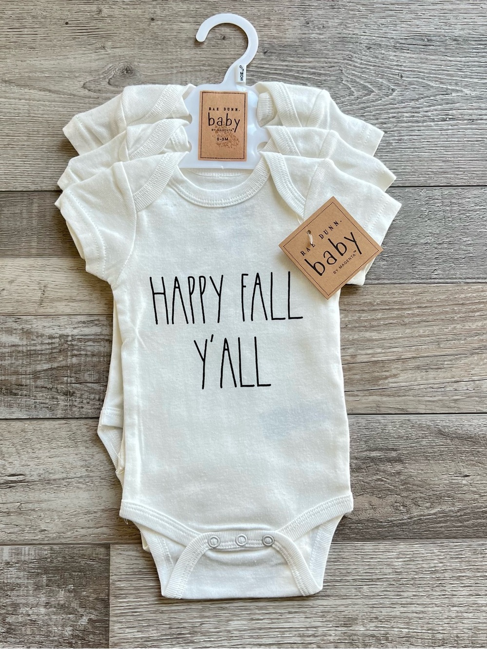 NWT Rae Dunn Pumpkin Fall Onesies 3-Pack Size 0/3 Months